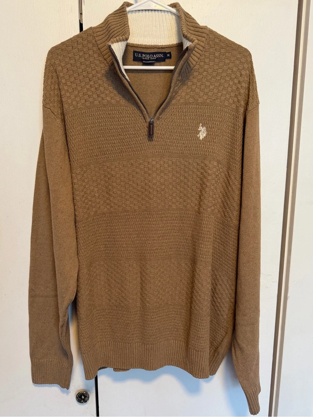 U.S. Polo Assn. Men's Tan Half-Zip Sweater